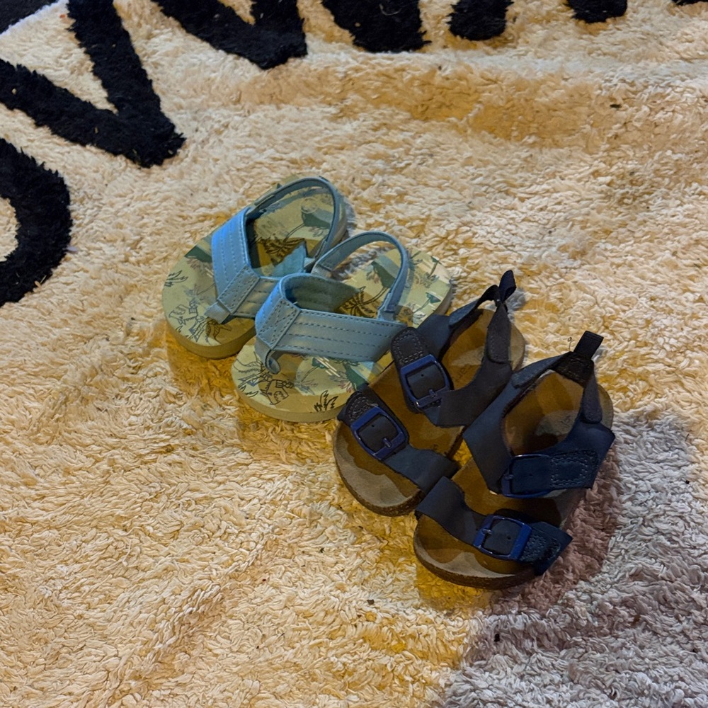 Two Pairs of Kids Sandals - Light Blue & Navy size little kid 6
